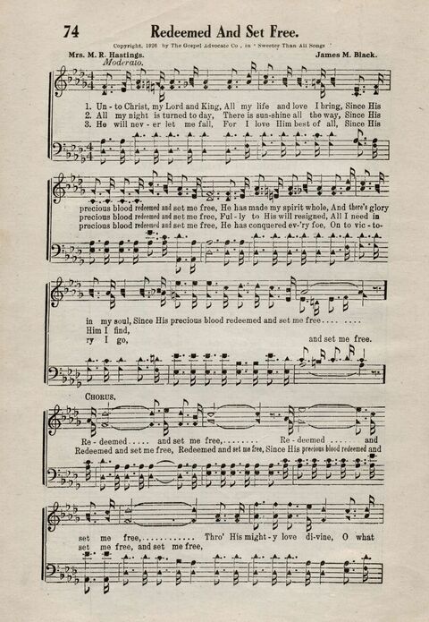Sweeter Than All Songs: containing many new songs, a number of the popular songs of to-day, with many familiar hymns; for all occasions of Christian work and worship  page 66