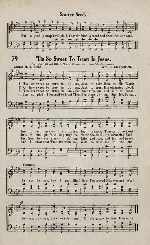 Sweeter Than All Songs: containing many new songs, a number of the popular songs of to-day, with many familiar hymns; for all occasions of Christian work and worship  page 71