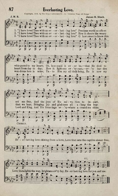 Sweeter Than All Songs: containing many new songs, a number of the popular songs of to-day, with many familiar hymns; for all occasions of Christian work and worship  page 79
