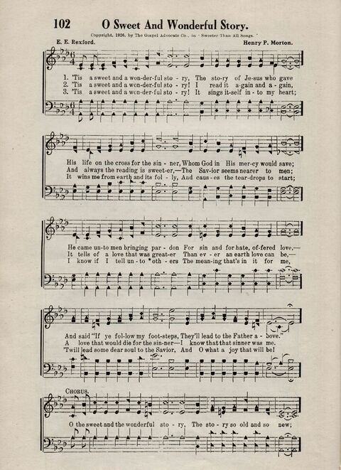 Sweeter Than All Songs: containing many new songs, a number of the popular songs of to-day, with many familiar hymns; for all occasions of Christian work and worship  page 92