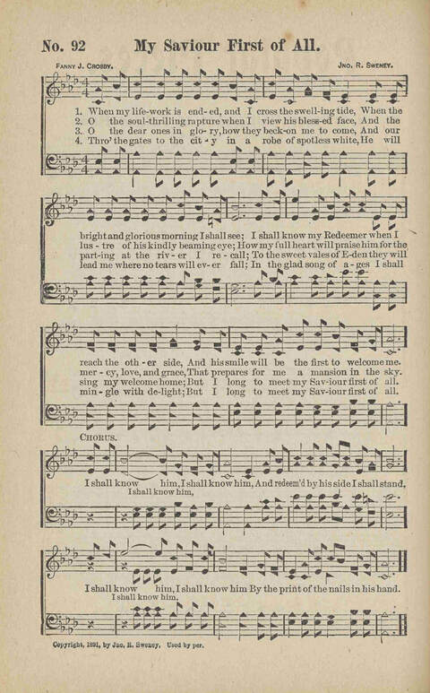 Songs of Our Saviour: for the church, Sunday school and other service of the sanctuary page 96
