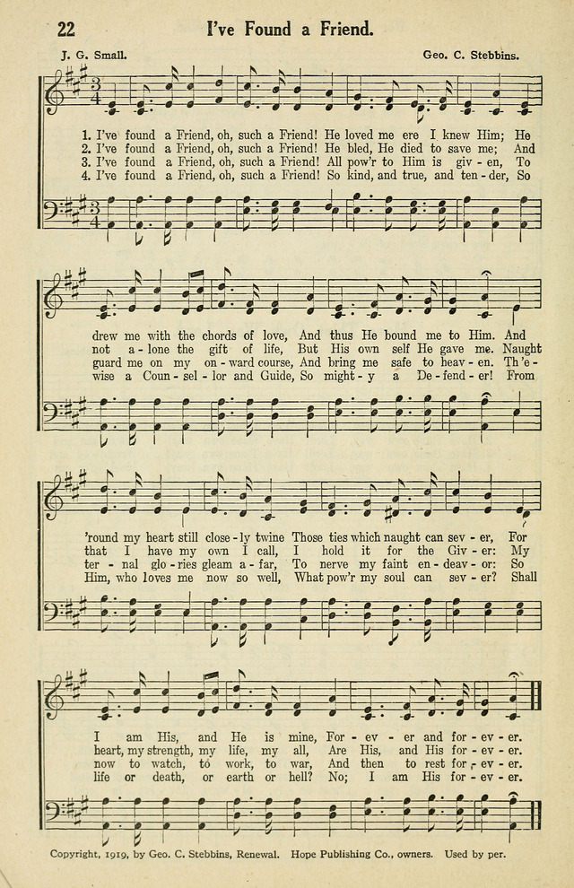 Tabernacle Hymns: No. 2 page 22