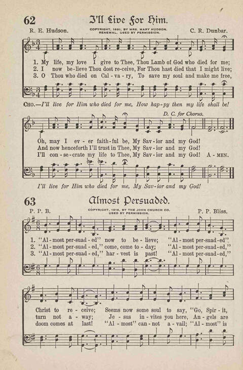 The Temple Hymnal: old standard hymns and popular gospel songs for use in all departments of church, Sunday school and young people