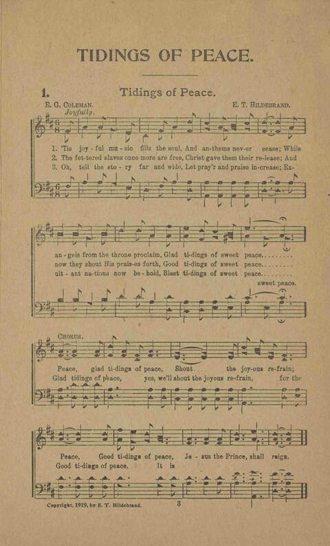 Tidings of Peace: for the use of sabbath schools, churches, revivals and gospel meetings generally page 1