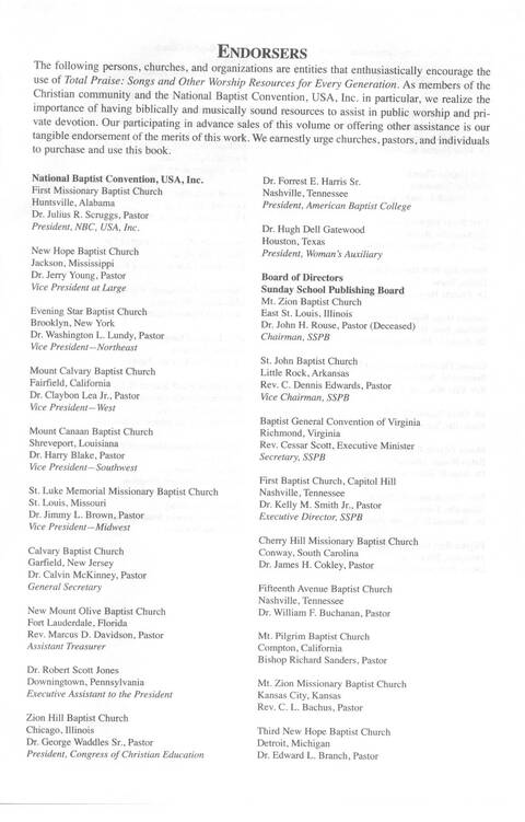 Total Praise: songs and other worship resources for every generation page vii