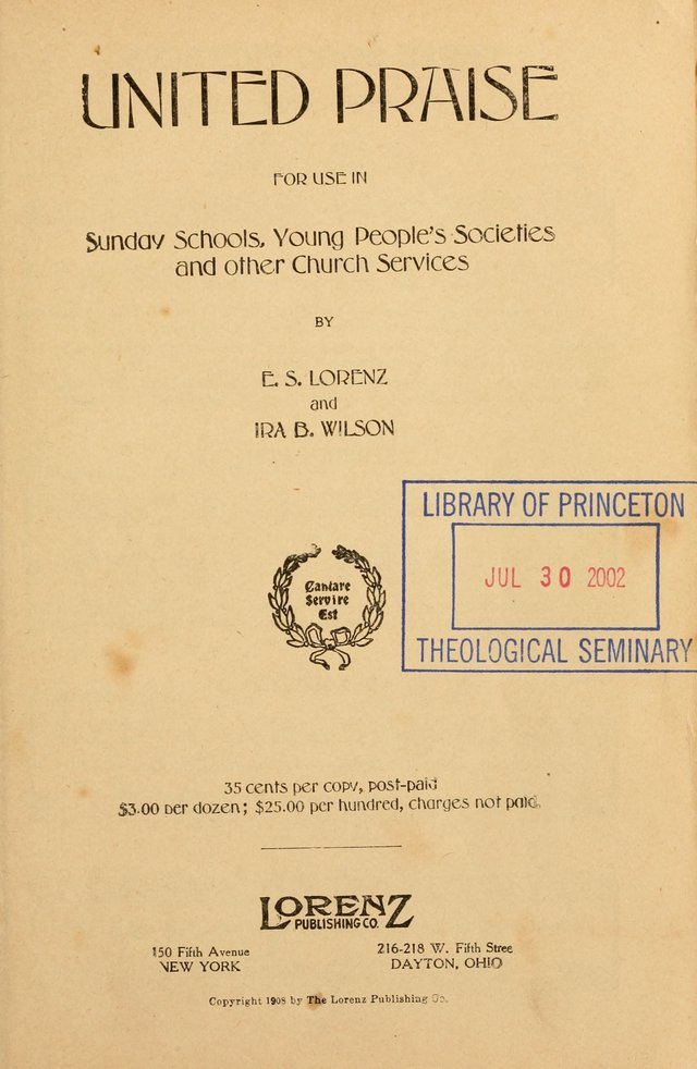 United Praise: for use in Sunday Schools, Young People