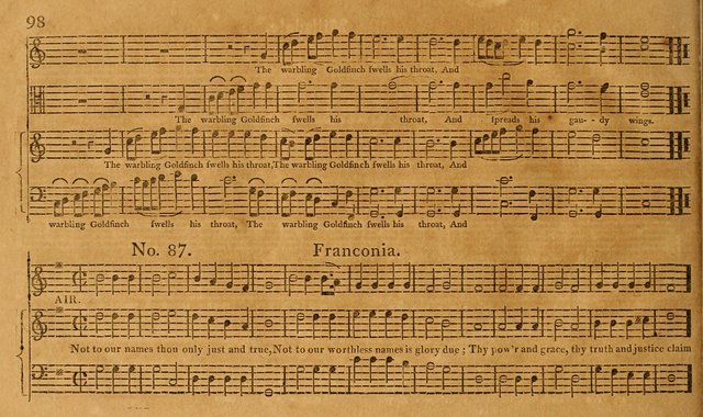 The Vocal Companion: containing a concise introduction to the practice of music, and a set of tunes of various metres, arranged progressively for the use of learners page 98