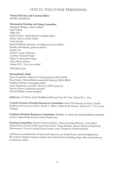 Voices Together page iv