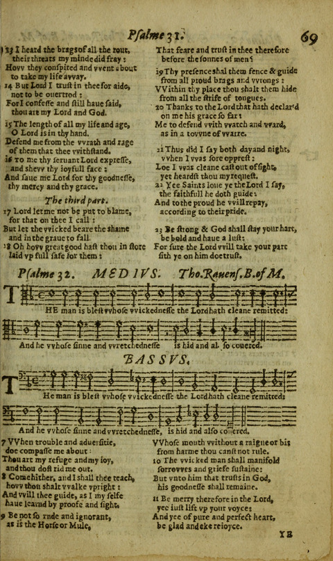 The Whole Booke of Psalmes: with the Hymnes Evangelicall, and Songs Spirituall page 69