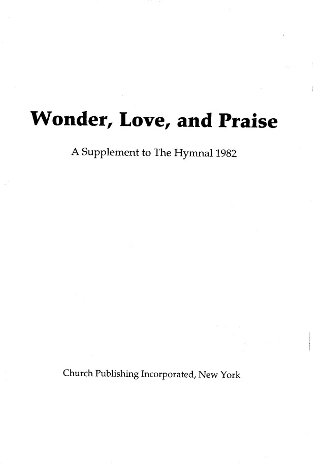Wonder, Love, and Praise: a supplement to the Hymnal 1982 page i
