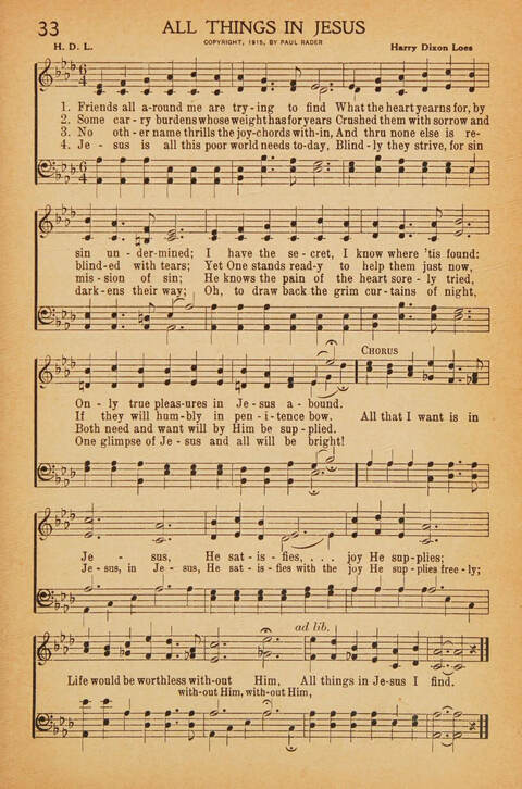 Worship in Song: an all purpose song book for use in the church but especially adapted for use in the Sunday school, missionary, young people