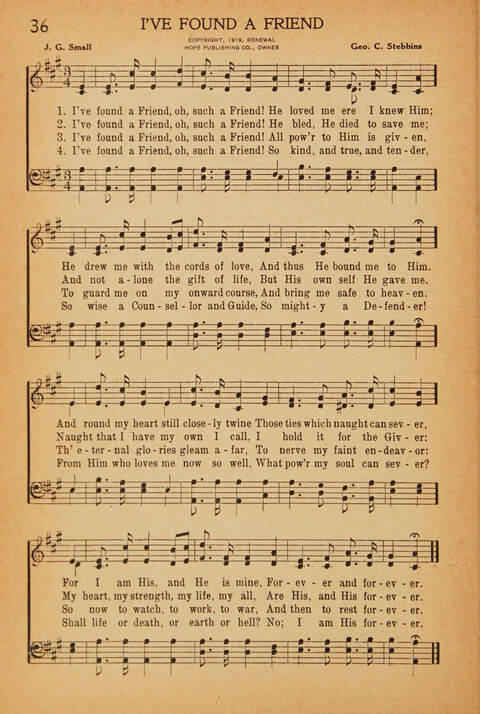 Worship in Song: an all purpose song book for use in the church but especially adapted for use in the Sunday school, missionary, young people